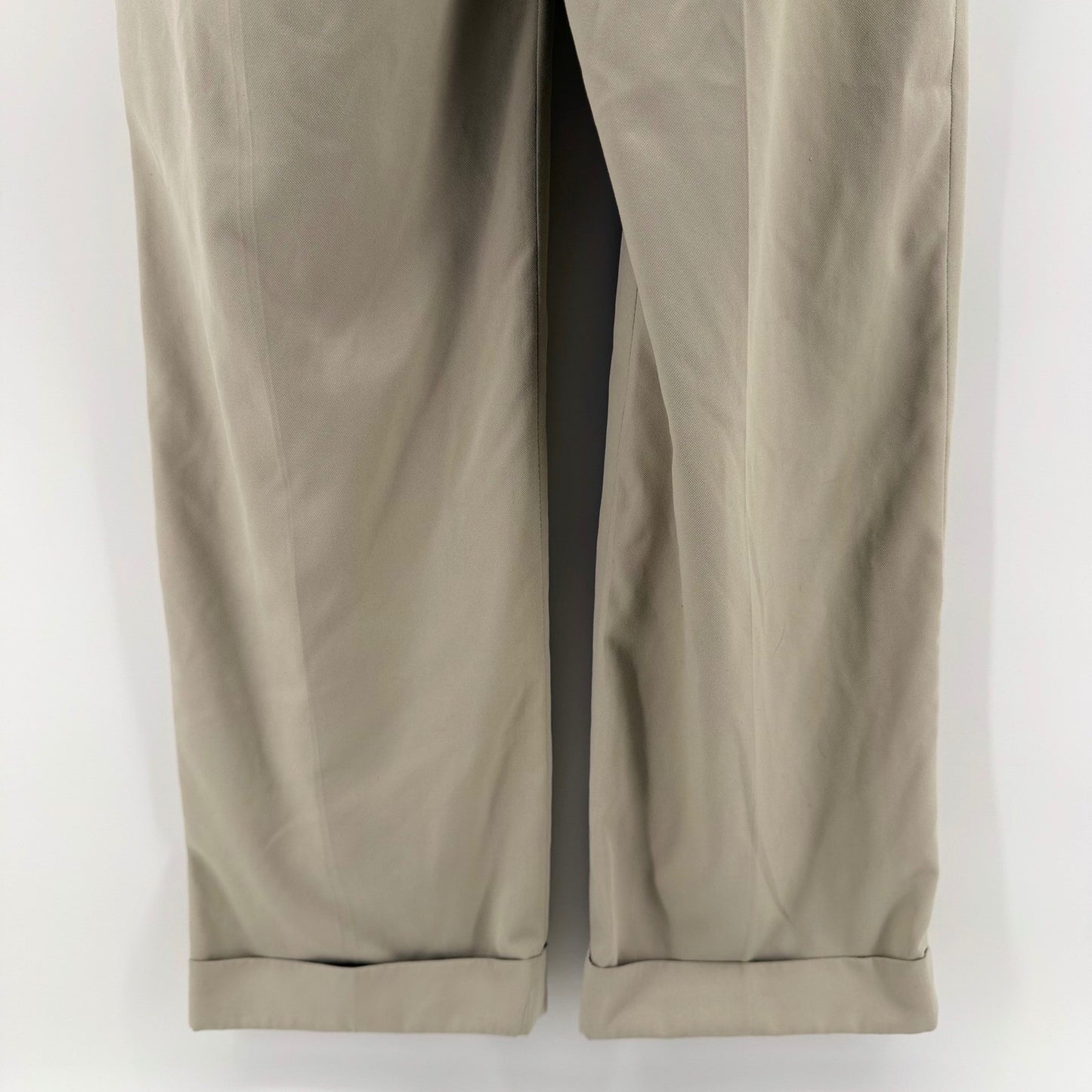 Polo Golf Ralph Lauren Pleated Khaki Trousers Relaxed Fit Cuffed 34x34 Tan
