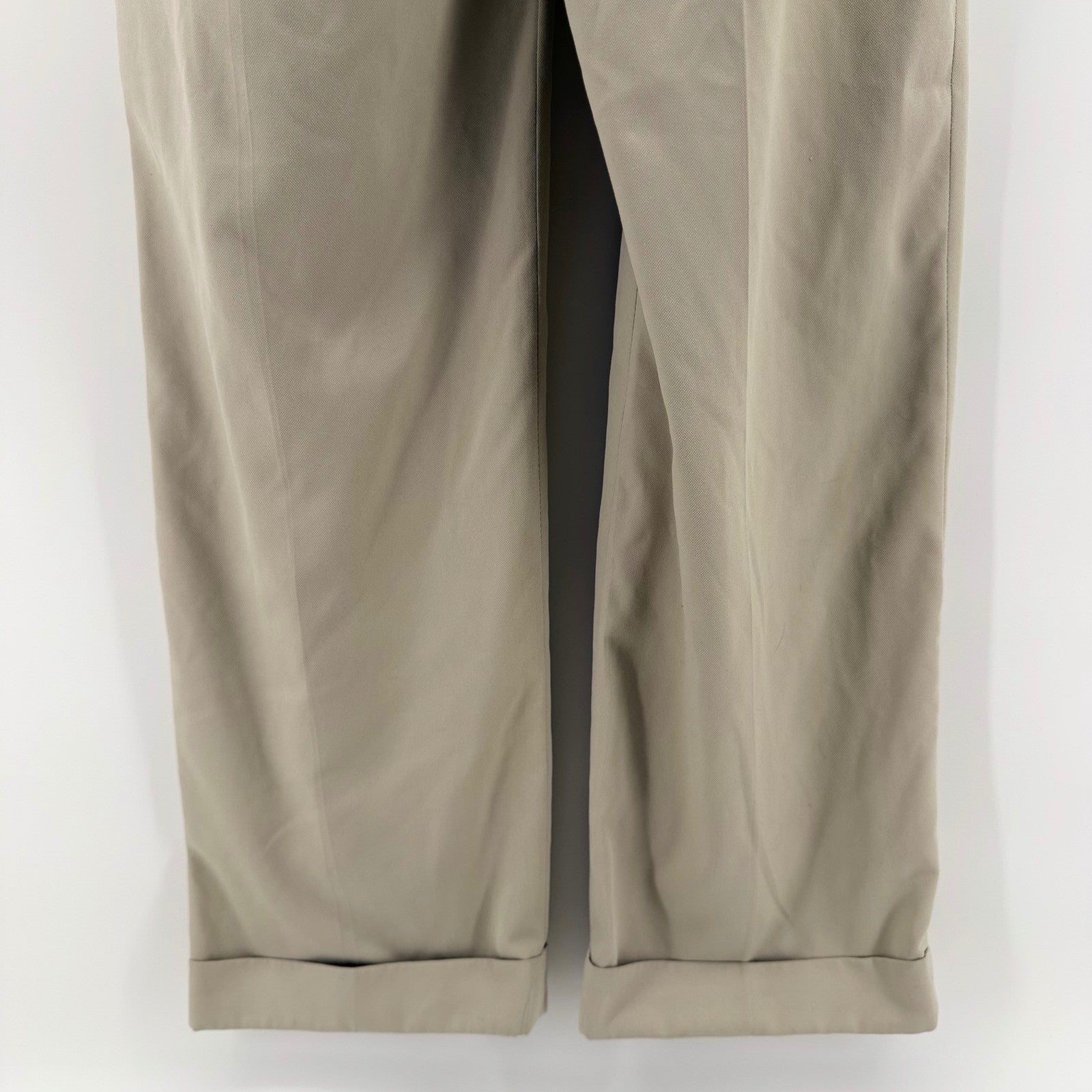 Polo Golf Ralph Lauren Pleated Khaki Trousers Relaxed Fit Cuffed 34x34 Tan