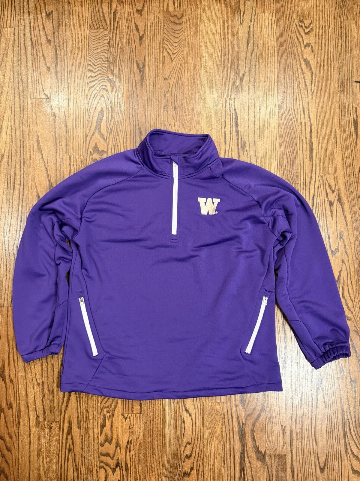 Washington Huskies Genuine Stuff 1/4 Zip Long Sleeve Pullover Men XL Purple