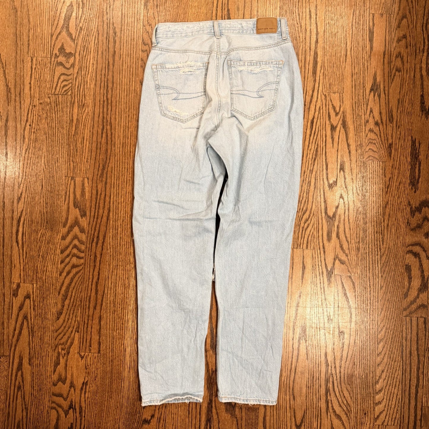 American Eagle Mom Jeans Size 0 Ripped Distressed Light Wash Denim Y2K