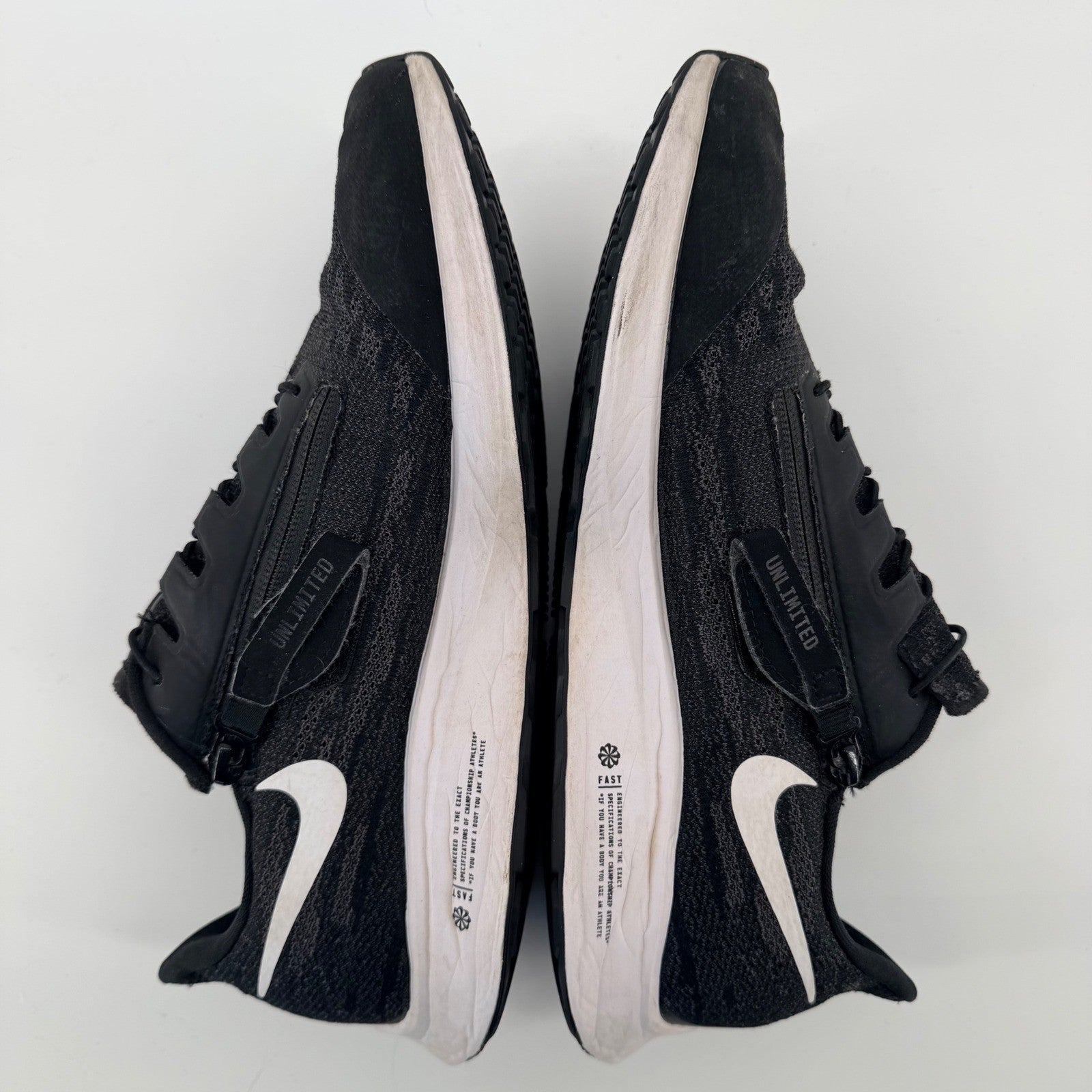 Nike Air Zoom Pegasus 36 FlyEase Running Shoes Black White BV0613-001 Mens 9.5