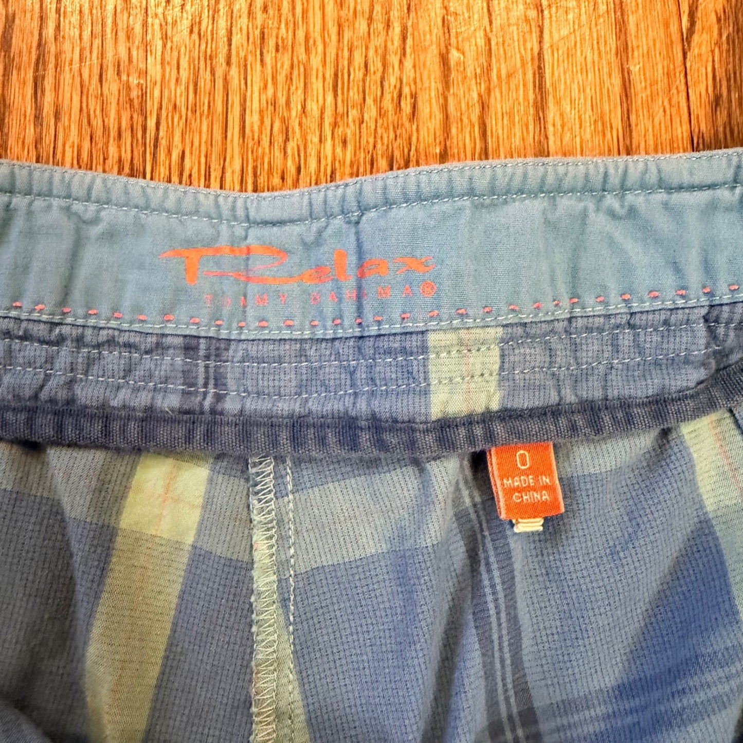 Tommy Bahama Relax Plaid Shorts Drawstring Waist Size 0 Blue Green