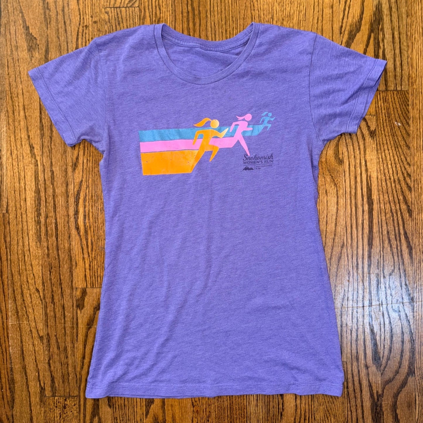 Snohomish Running Co Womens Run Graphic T-Shirt Purple S Soft Cotton Lightweight