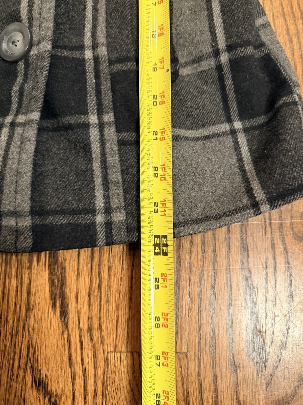 OLD NAVY Women's Gray and Black Plaid Double-Breasted Peacoat Jacket Size Medium