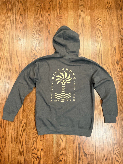 Billabong Youth L (adult s) Pullover Hoodie Sweatshirt Grey/peach Cotton