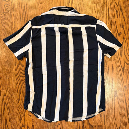 Denim & Flower Ricky Singh Striped Short Sleeve Button Down Shirt Large viscose