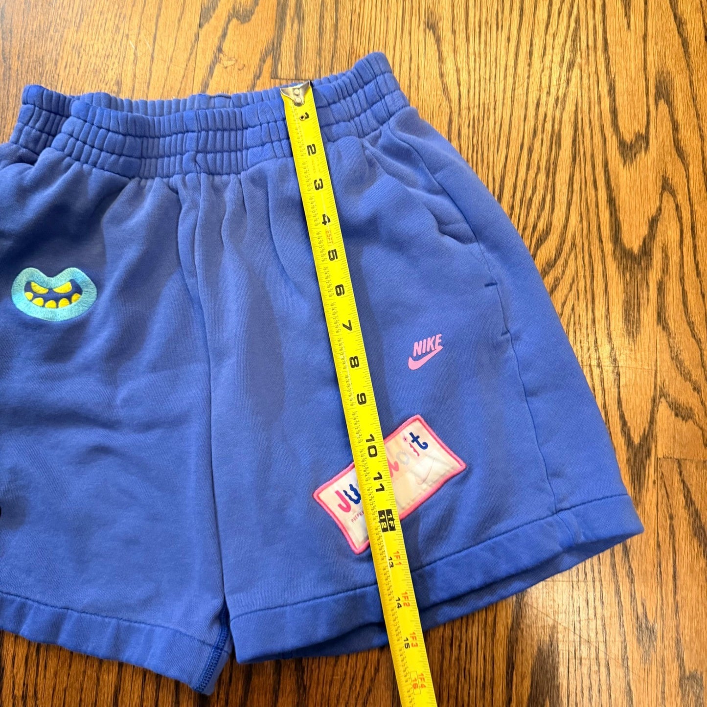 Nike FlyEase Sportswear Fleece Shorts Patch Graphics Blue Kids Size Large
