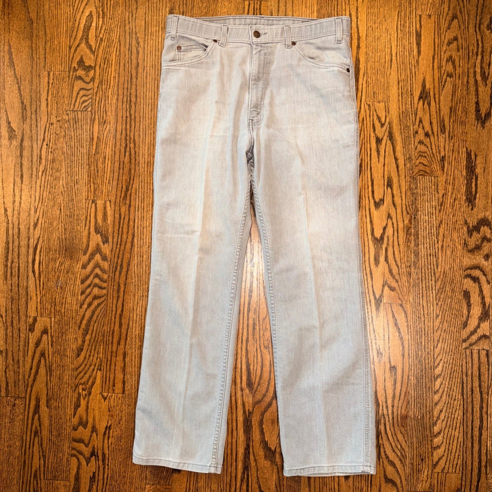 Levi's 977 Vintage 1999 Grey Jeans Straight Leg Pants 36x30 Leather Tab