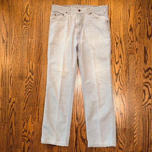 Levi's 977 Vintage 1999 Grey Jeans Straight Leg Pants 36x30 Leather Tab