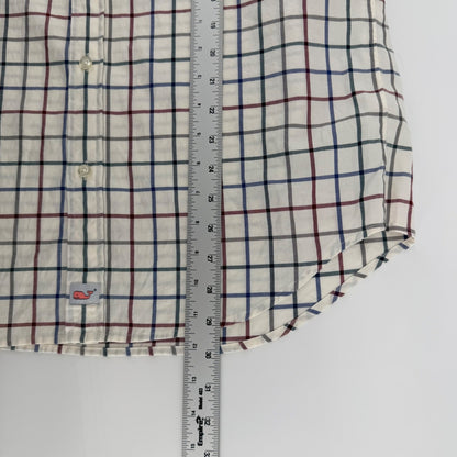 Vineyard Vines Murray Shirt Classic Fit Tattersall Plaid Button Down M White