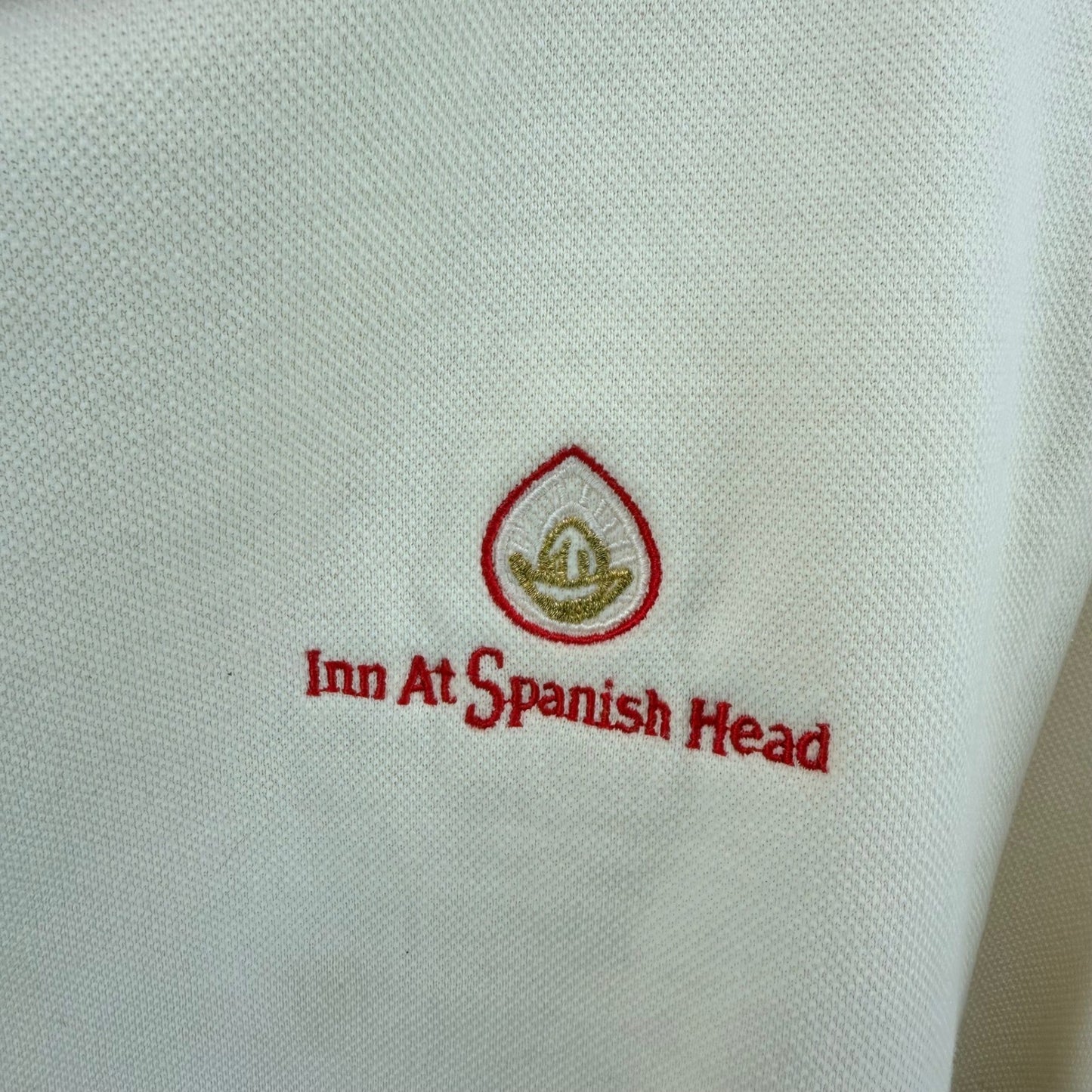 BAC Premier Vintage Collared Sweatshirt Inn At Spanish Head Cream Red Large