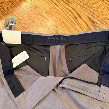 Savane Complete Comfort 4-Way Stretch Dress Pants 38x29 Grey Straight Fit