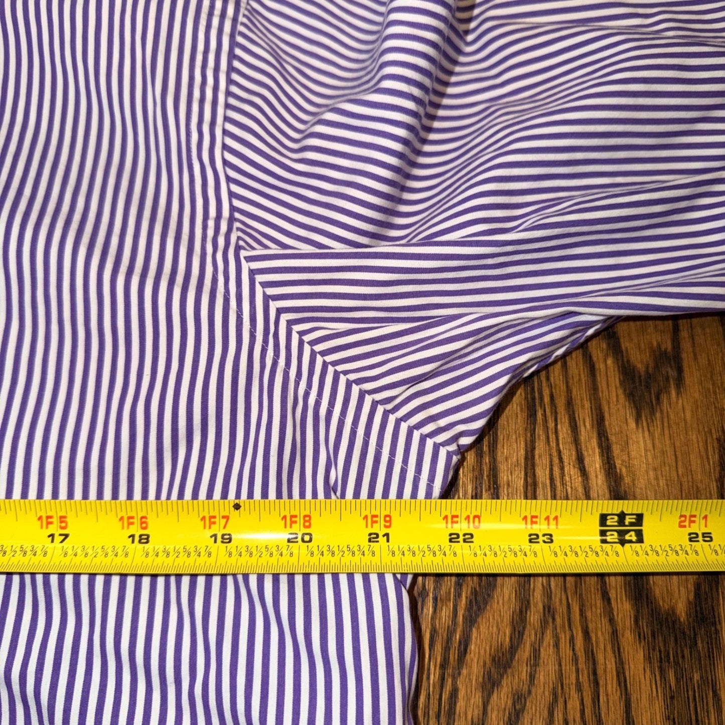 Ralph Lauren Custom Fit Striped Button Down Shirt 16 34/35 Purple White Joker