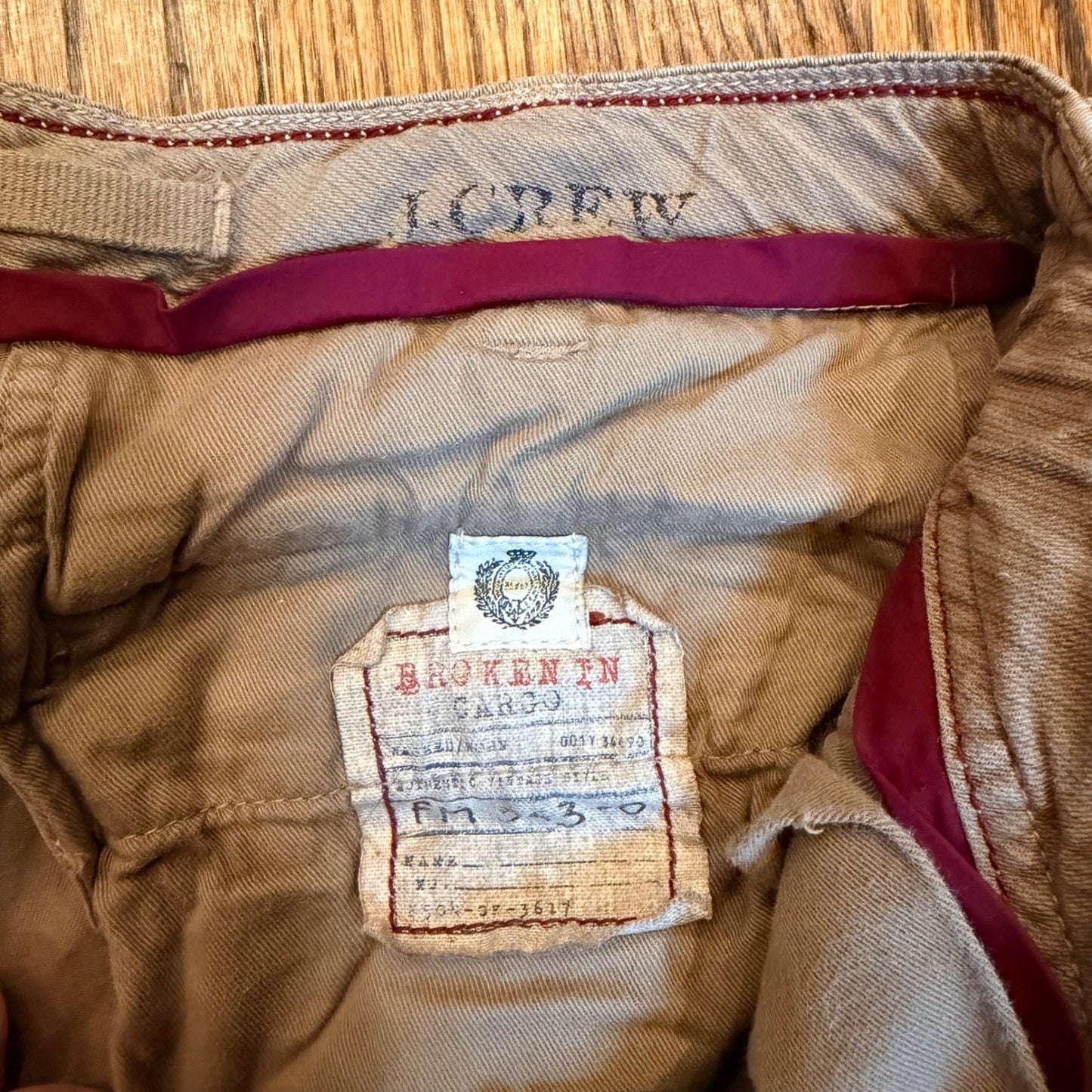 J. Crew Broken-In Cargo Pants Khaki Tan Cotton Utility 34x30 80981
