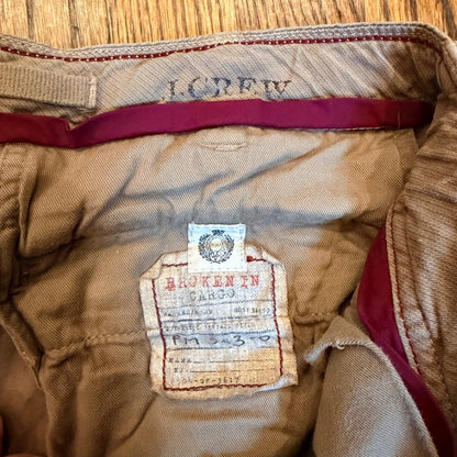 J. Crew Broken-In Cargo Pants Khaki Tan Cotton Utility 34x30 80981