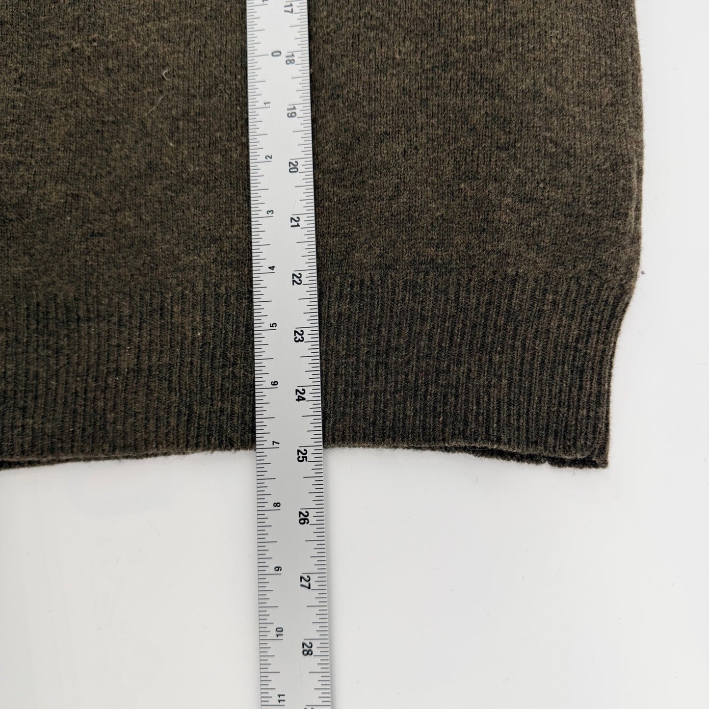 Polo Ralph Lauren Lambswool V-Neck Sweater Orange Pony Logo XL Brown Olive