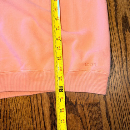 IZOD V-Neck Raglan Sweatshirt Fleece Lined Pullover Large Peach Pink Mid Weight