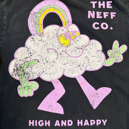 Neff High and Happy Cloud Graphic T-Shirt Size M Black Streetwear Skate Tee