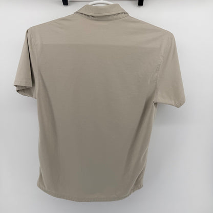 BYLT Premium Basics Signature Polo Shirt Tan Khaki Stretch Athletic Fit Medium