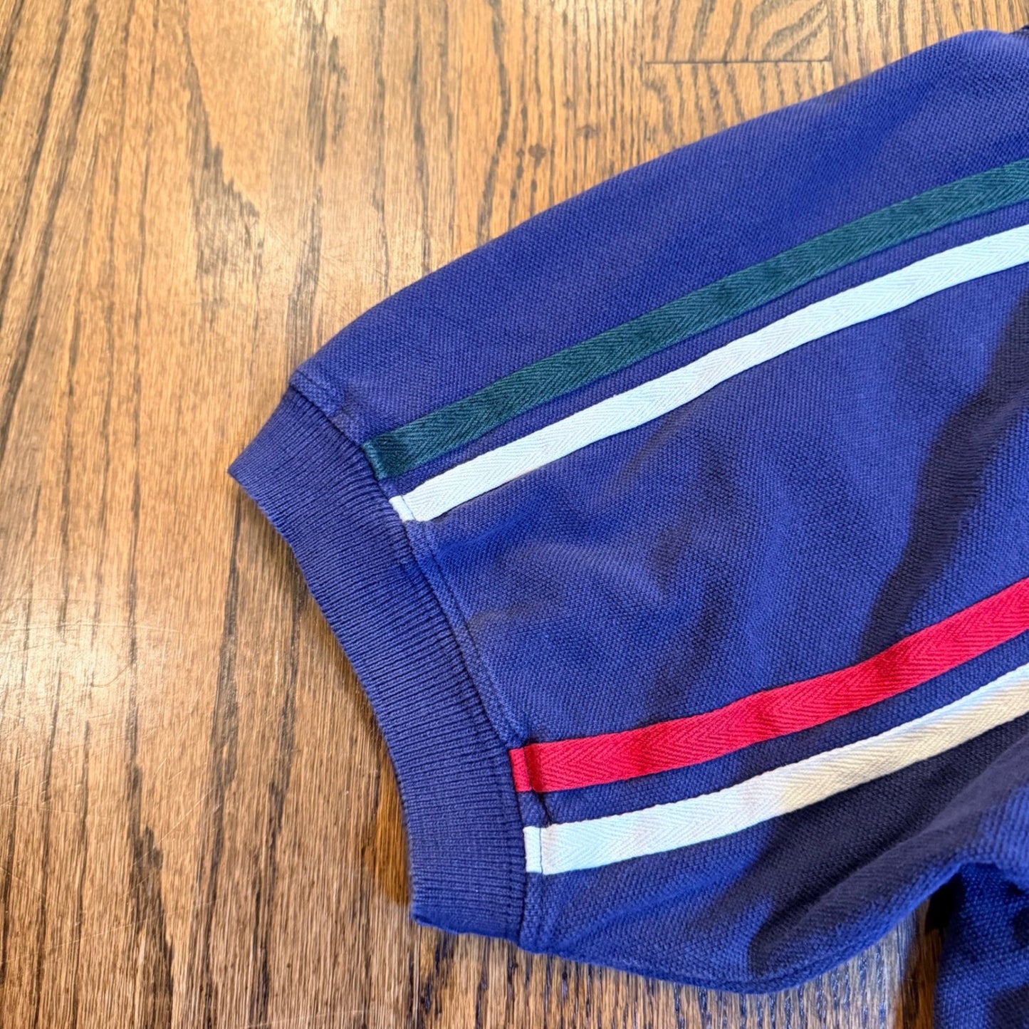 Catalina Striped Pique Polo Shirt Mens Large Navy Blue Red White Green Vintage