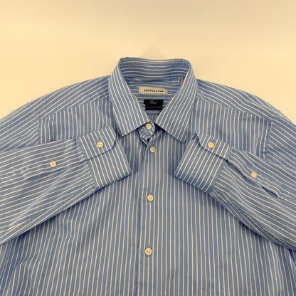 Versace Collection Striped Button Down Slim Fit Luxury Men 43/17 Blue White