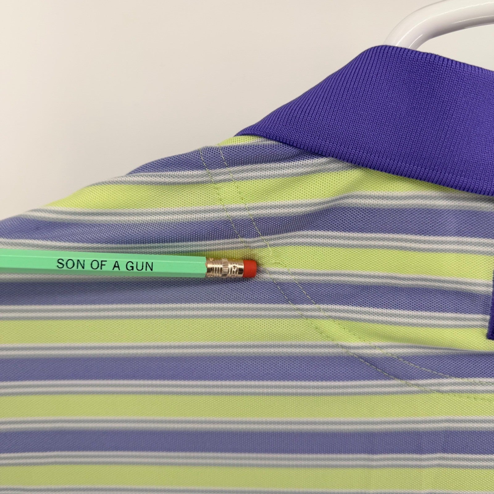 FootJoy Mauna Lani Striped Golf Polo Performance Shirt Small Green Purple Preppy