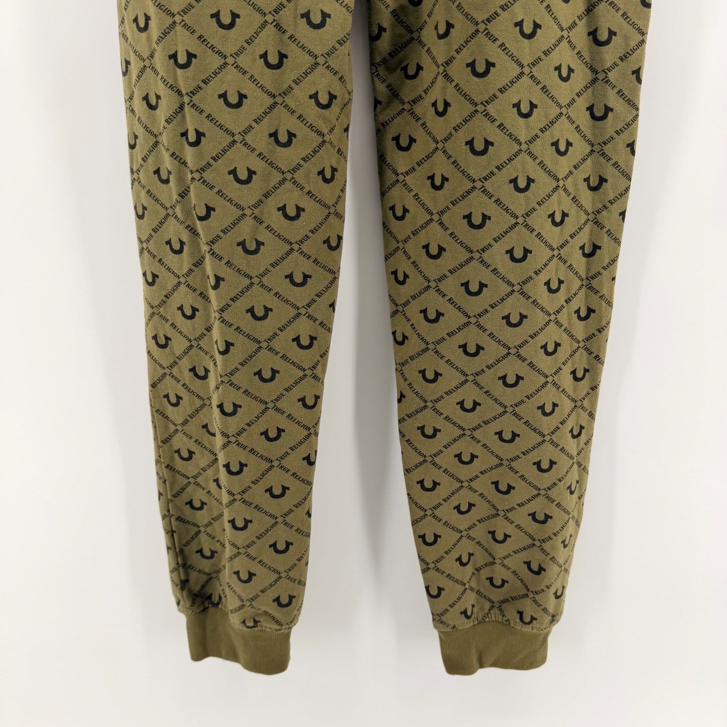 True Religion Monogram Logo Jogger Sweatpants Olive Green Orange XL