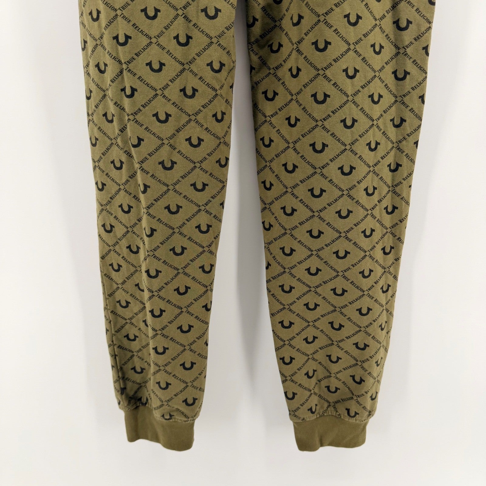True Religion Monogram Logo Jogger Sweatpants Olive Green Orange XL