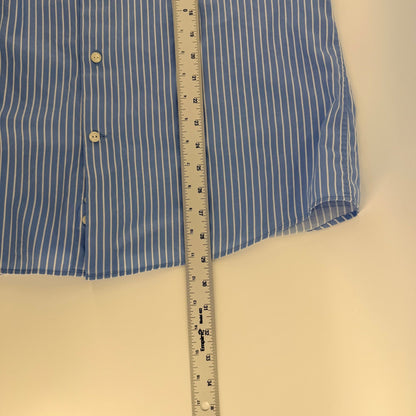 Versace Collection Striped Button Down Slim Fit Luxury Men 43/17 Blue White