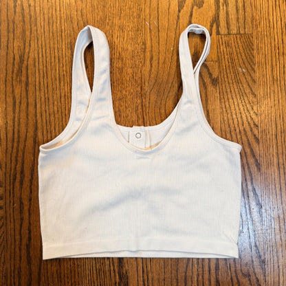 Bozzolo Ribbed Henley Crop Tank Top Seamless Stretch S/M Cream Off White