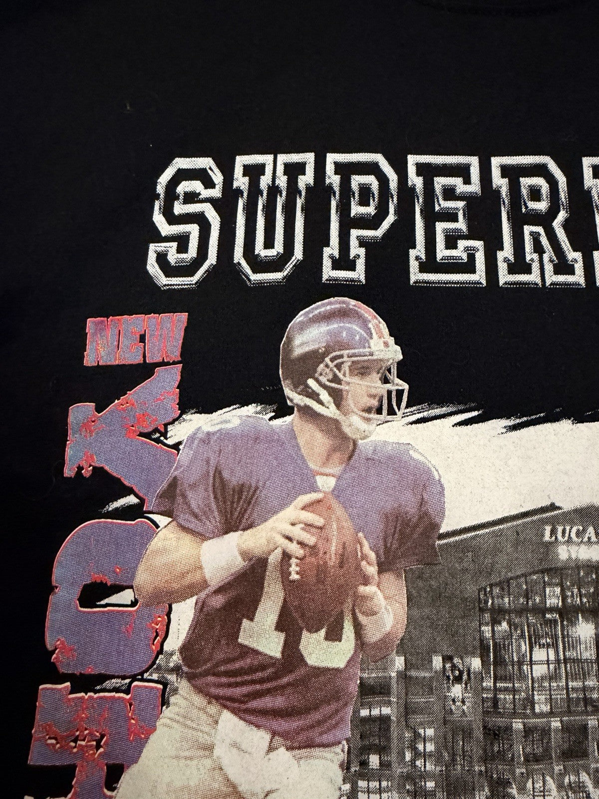 Super Bowl XLVI Long Sleeve T Shirt Jerzees Black Men’s XL Giants Patriots