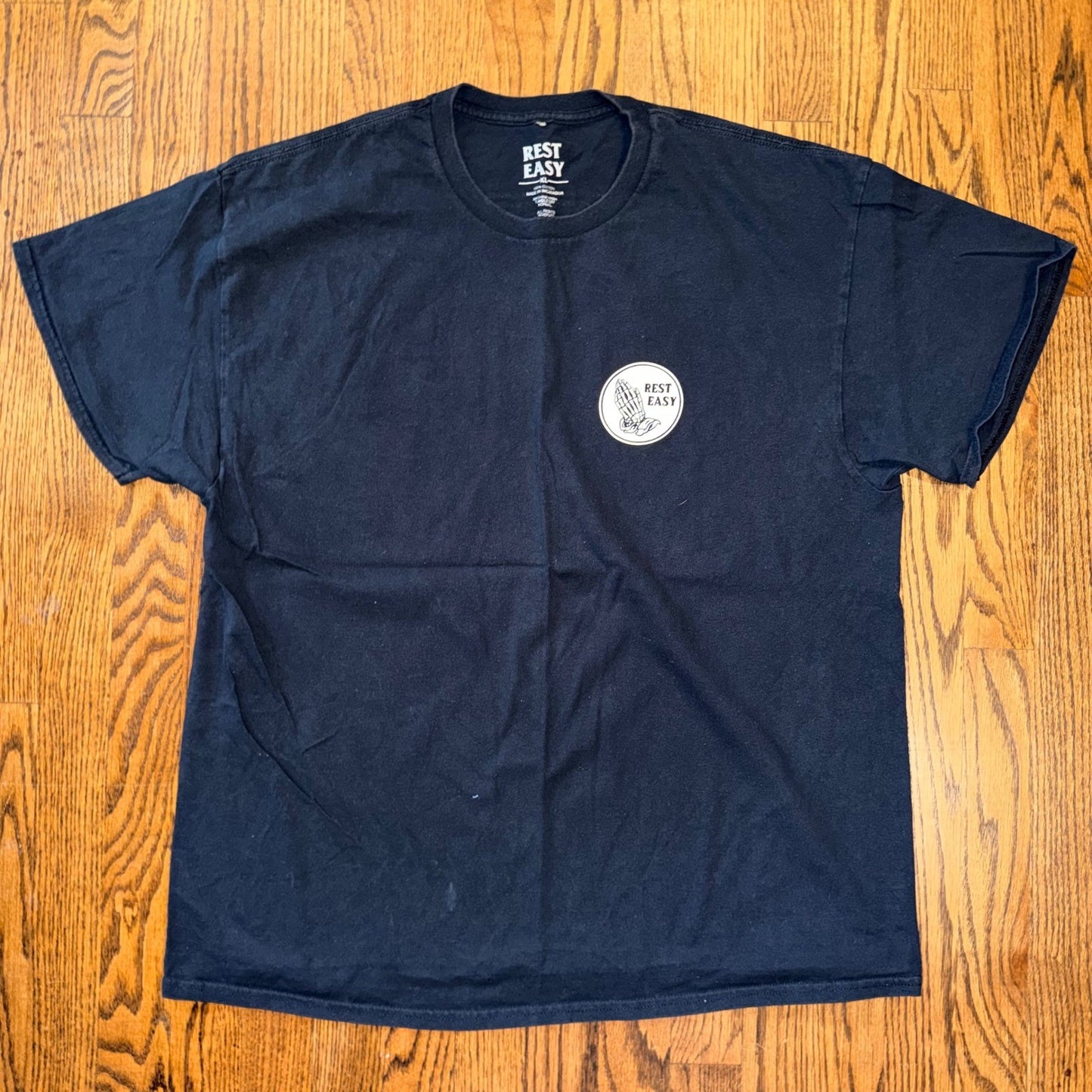 Rest Easy Sleep Tight Grim Reaper Graphic T-Shirt XL Black Cotton