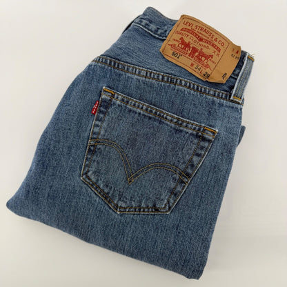 Levi's 501 Original Fit Straight Leg Button Fly Jeans 34x29 Blue Medium Wash