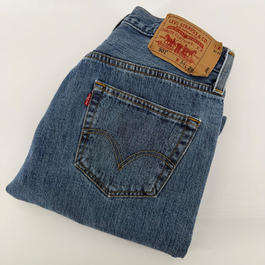 Levi's 501 Original Fit Straight Leg Button Fly Jeans 34x29 Blue Medium Wash
