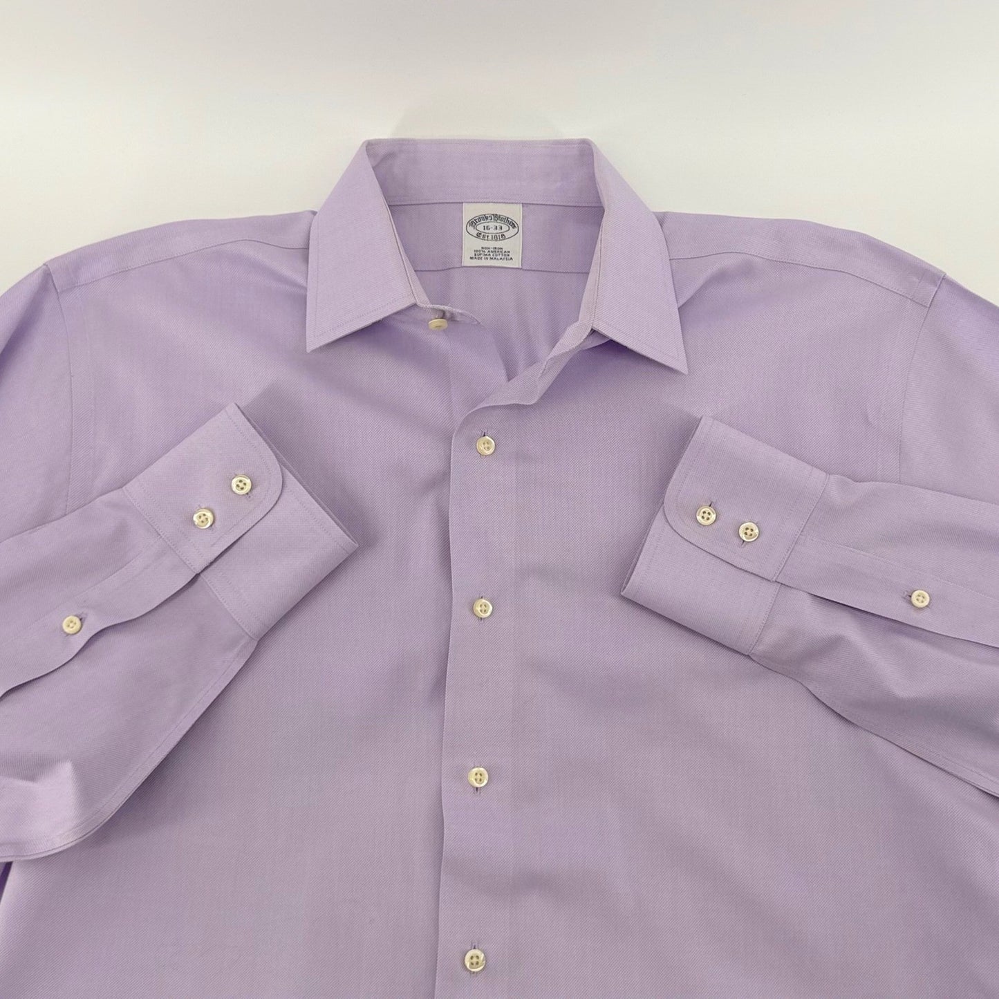 Brooks Brothers Non-Iron Dress Shirt Supima Cotton 16-33 Lavender Purple Mens