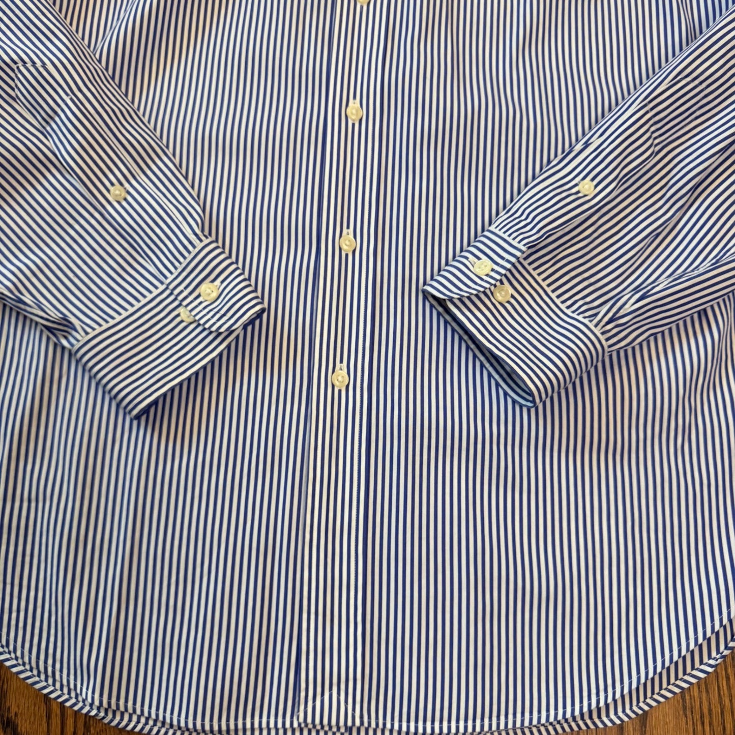 Ralph Lauren Classic Fit Striped Button Down Shirt 16 L Blue White Stripe