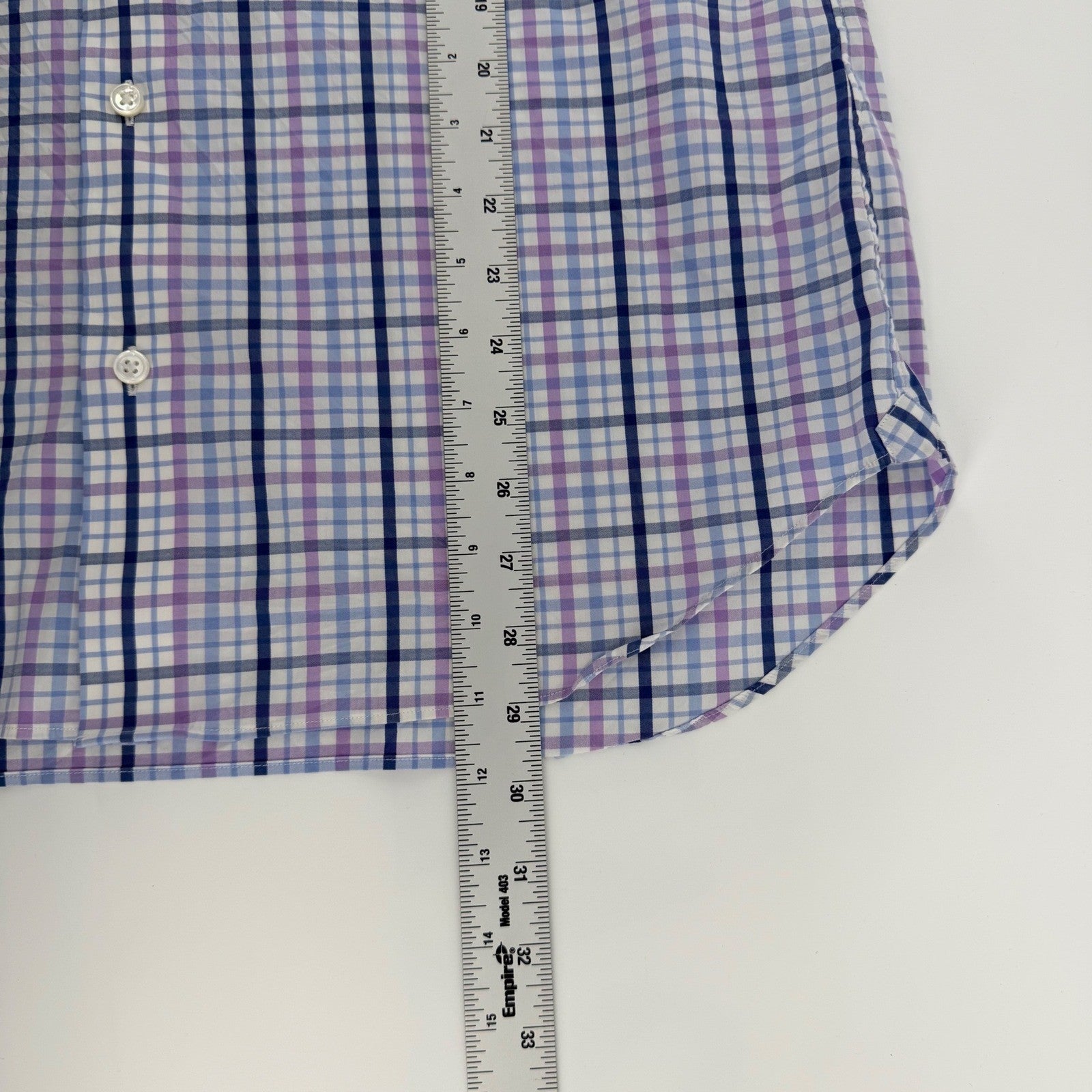 Bonobos Stretch Slim Fit Dress Shirt Plaid Check Purple Blue 16 x 34 Mens