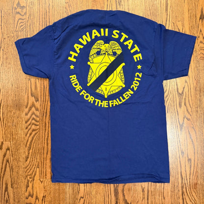 Hanes Hawaii State Ride for the Fallen 2012 Graphic T-Shirt Large Navy Blue