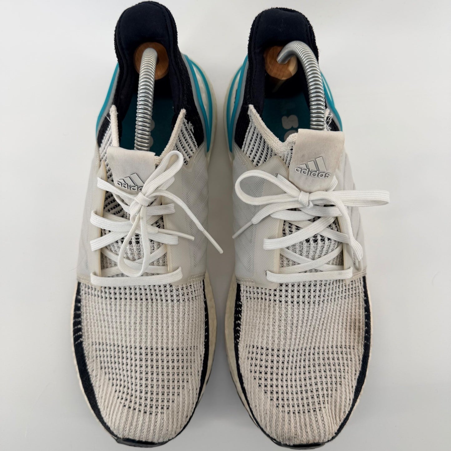 Adidas Ultraboost 19 Running Shoes White Black Blue Primeknit G54012 Mens 12