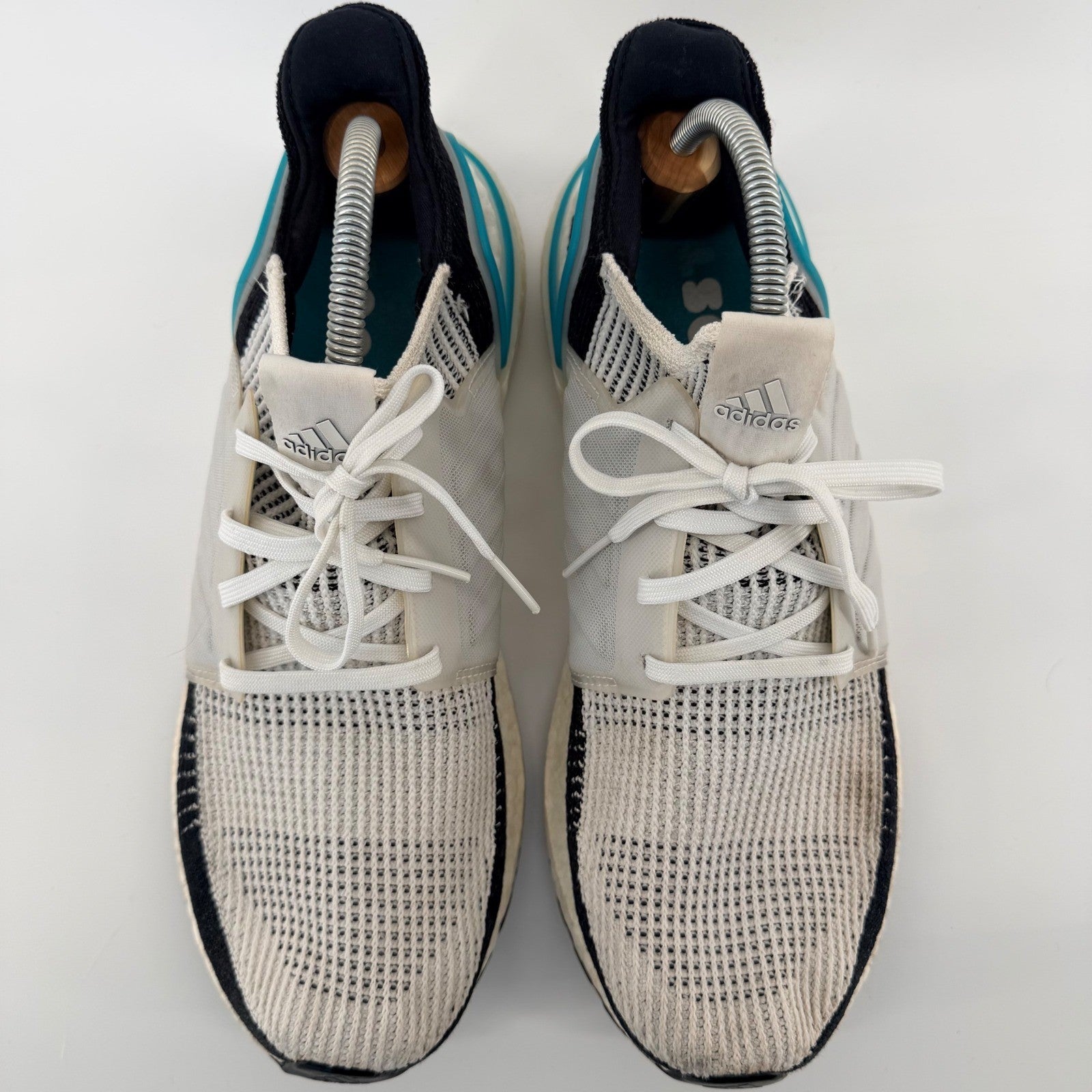 Adidas Ultraboost 19 Running Shoes White Black Blue Primeknit G54012 Mens 12