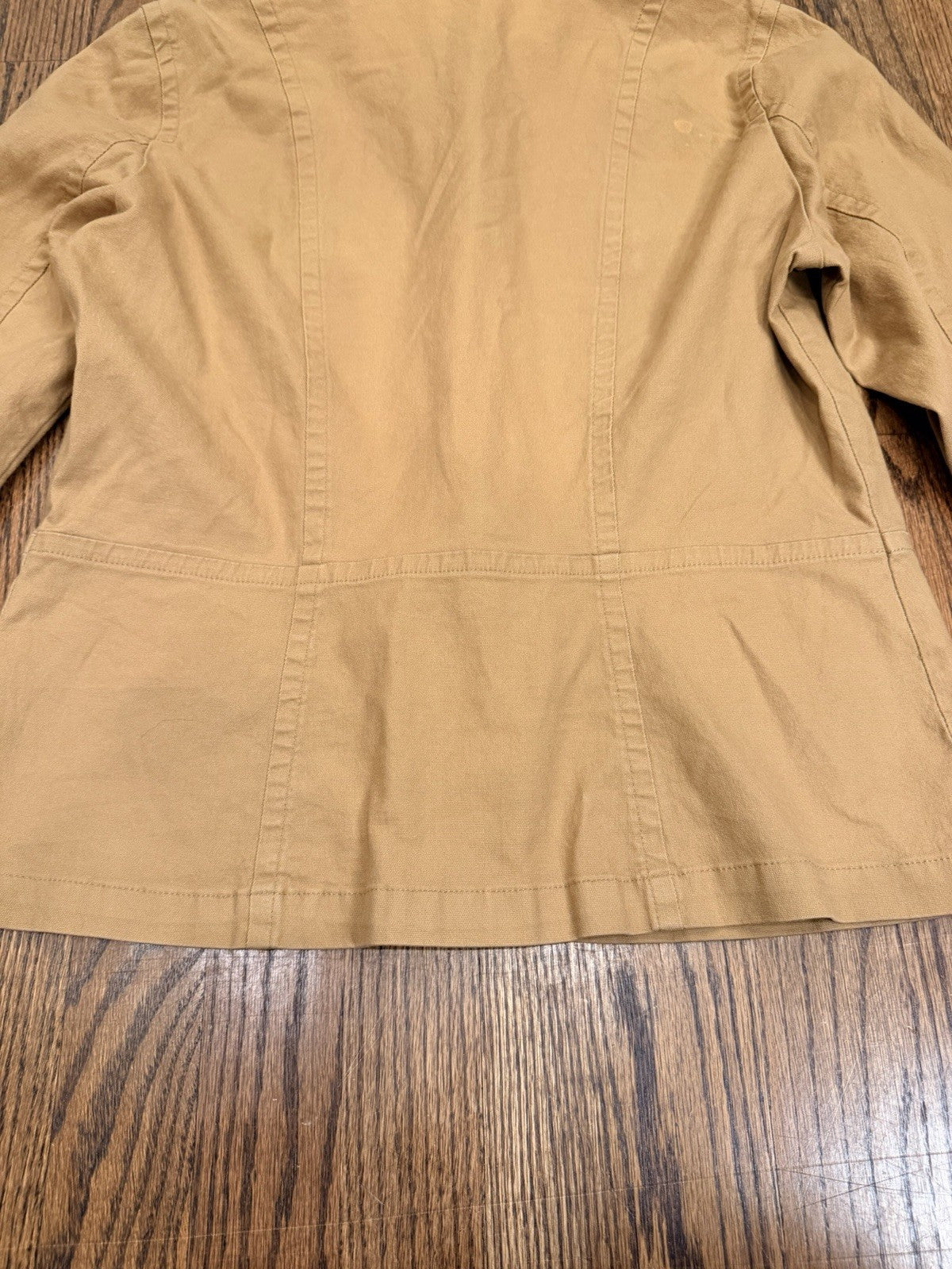 ana Jacket Women Medium Brown Snap Front Pockets Cotton Spandex Coat
