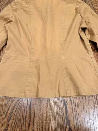 ana Jacket Women Medium Brown Snap Front Pockets Cotton Spandex Coat