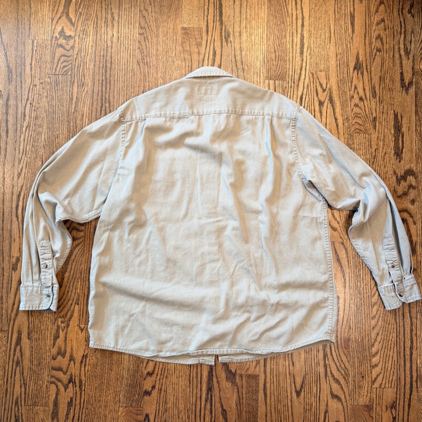 Wrangler Flex for Comfort Button Down Shirt Khaki Tan Large Mens Long Sleeve