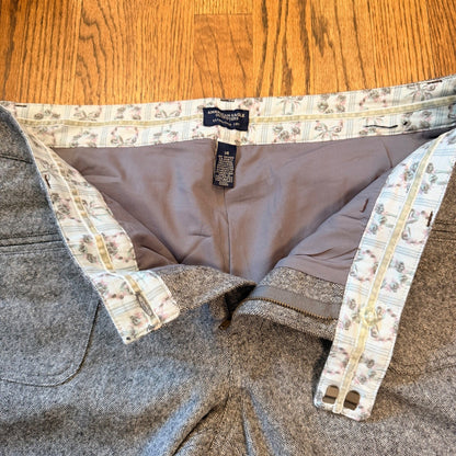 American Eagle Wool Blend Tweed Wide Leg Trousers Sz 14 Gray Herringbone Preppy