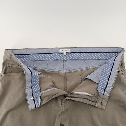 Peter Millar Crown 5-Pocket Pants Straight Leg Chino Golf Trousers 38 Grey Prep