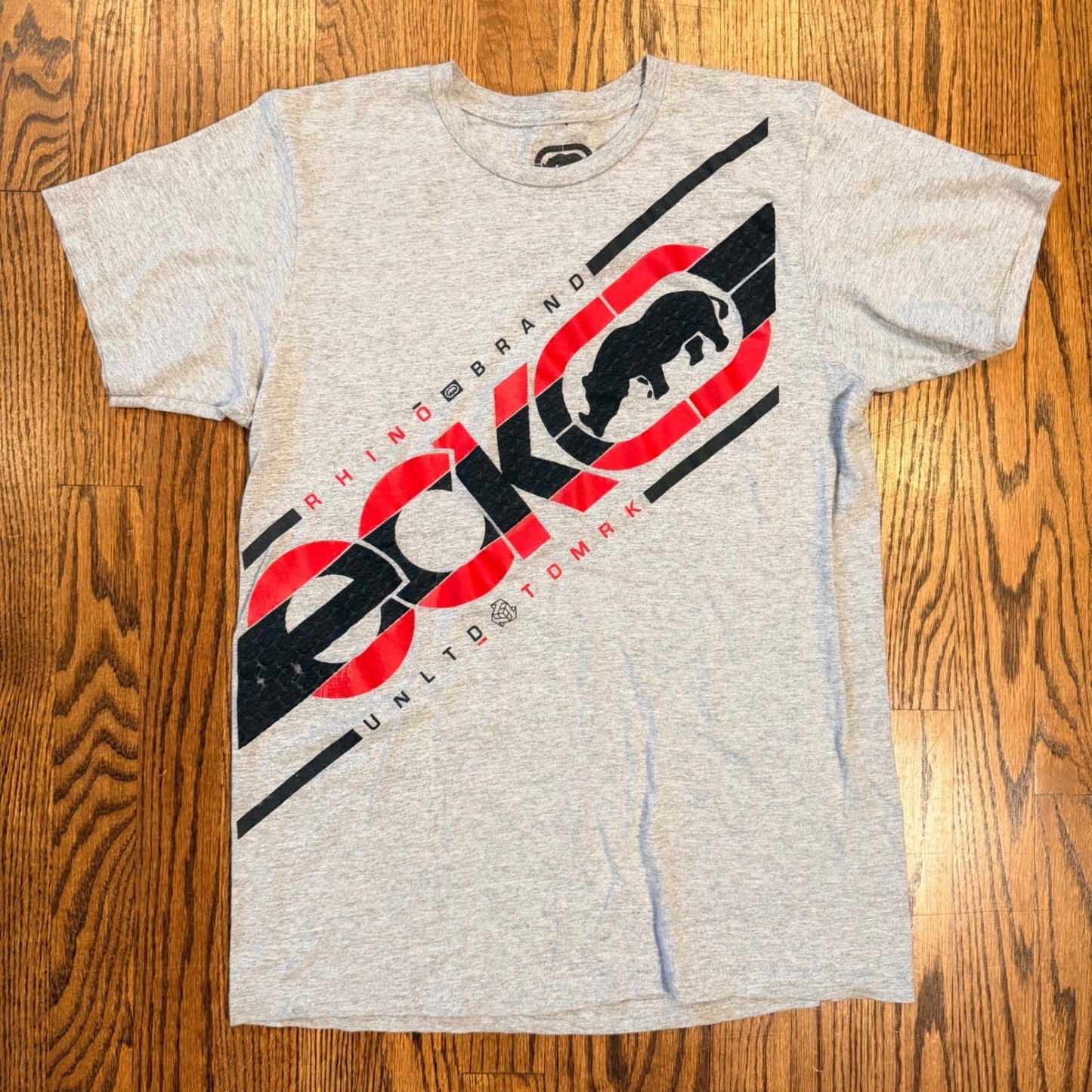 Ecko Unltd Rhino Brand Graphic T-Shirt Logo Streetwear Size M Gray