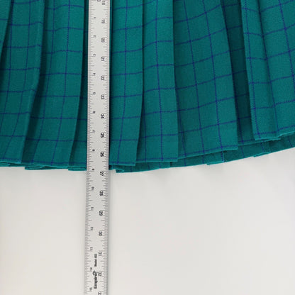 Pendleton Vintage Wool Pleated Midi Skirt Plaid High Waist 4 Petite Teal Green