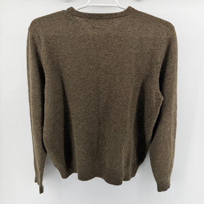 Polo Ralph Lauren Lambswool V-Neck Sweater Orange Pony Logo XL Brown Olive