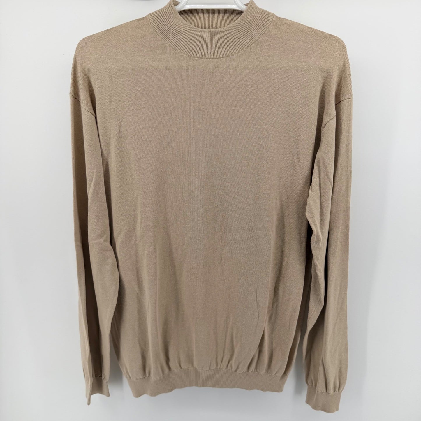 Pronto Uomo Silk Cotton Mock Neck Sweater Tall Knit Tan Beige 2XLT