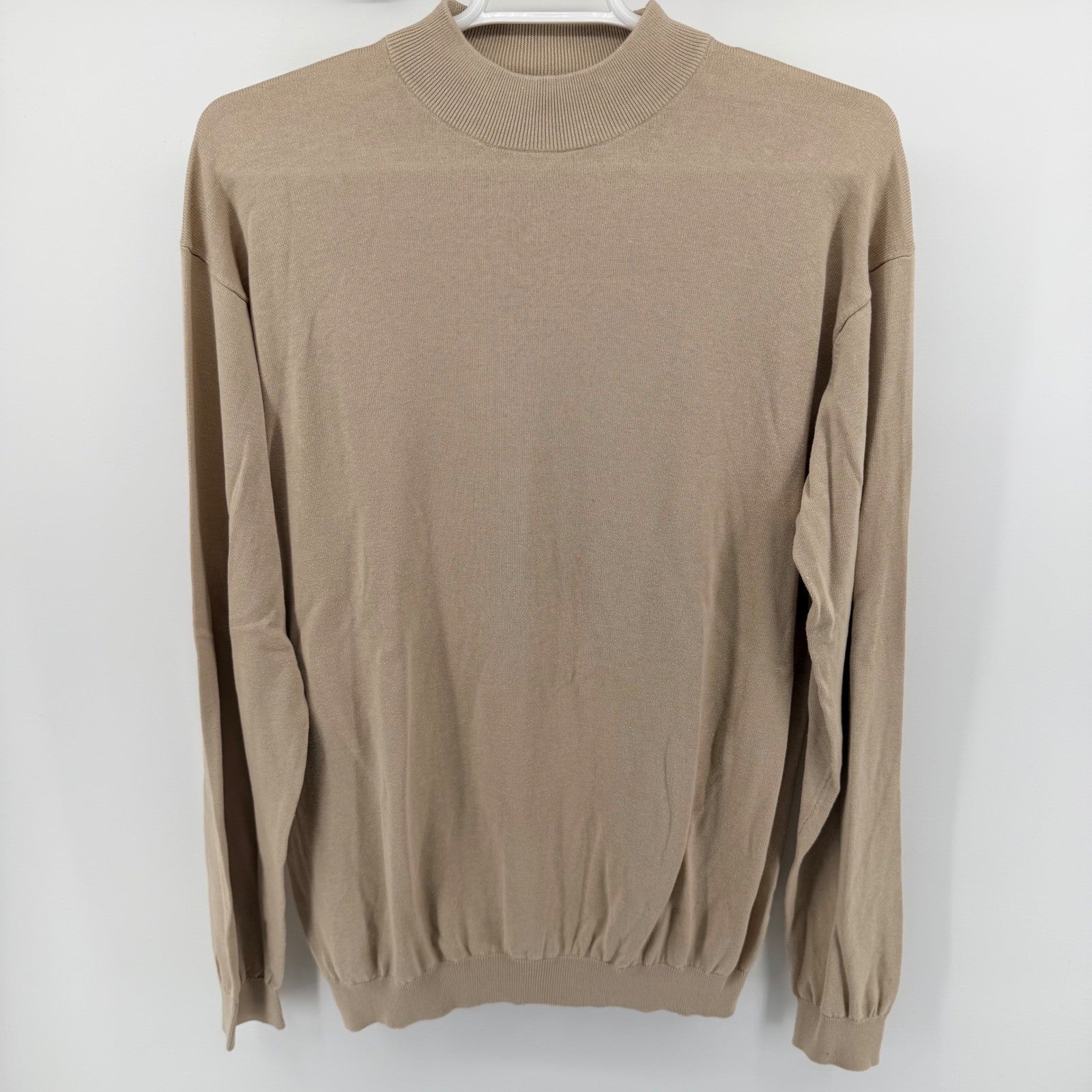 Pronto Uomo Silk Cotton Mock Neck Sweater Tall Knit Tan Beige 2XLT